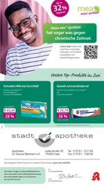 mea - meine apotheke Apotheken Prospekt der aktuellen Woche mit 4 Seiten, gültig von 01.06.2026 bis 30.06.2026, in Gechingen und Umgebung Aktueller mea - meine apotheke Apotheken Prospekt in Gechingen und Umgebung, "Unsere Juni-Angebote" mit 4 Seiten, 01.06.2026 - 30.06.2026