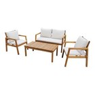 Salon de jardin en bois 4 places avec coussins beiges "TALICA" en promo chez Brico Dépôt Reims à 299,00 €