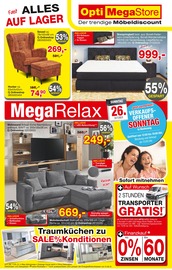 Opti-Megastore Möbel & Einrichtung Prospekt der aktuellen Woche mit 7 Seiten, gültig von 23.10.2025 bis 15.11.2025, in Oberstenfeld und Umgebung Aktueller Opti-Megastore Möbel & Einrichtung Prospekt in Oberstenfeld und Umgebung, "Mega Relax Sale" mit 7 Seiten, 23.10.2025 - 15.11.2025