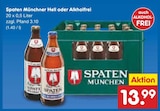 Spaten Münchner Hell oder Alkholfrei Angebote bei Netto Marken-Discount Mettmann für 13,99 €