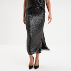 Jupe midi à sequins noir femme dans le catalogue La Halle