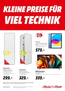 Aktueller MediaMarkt Saturn Prospekt (Kornwestheim, 1 Seite zum blättern MediaMarkt Saturn Prospekt KLEINE PREISE FÜR VIEL TECHNIK mit 1 Seite