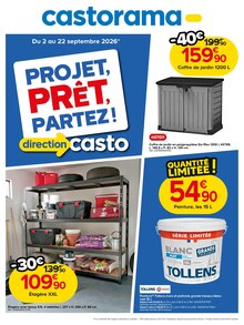 Catalogue Castorama à Les Lilas cette semaine, valable du 02/09/2026 au 22/09/2026 Prospectus Castorama à Les Lilas, "PROJET, PRÊT, PARTEZ !", 1 page de promos valables du 02/09/2026 au 22/09/2026
