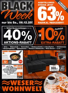 Aktueller Weser Wohnwelt Prospekt (LĂŒgde (Stadt der OsterrĂ€der), 4 Seiten zum blĂ€ttern Weser Wohnwelt Prospekt BLACK WEEK mit 4 Seiten