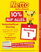Netto Marken-Discount Discounter Prospekt der aktuellen Woche mit 2 Seiten, gültig von 01.03.2026 bis 01.03.2026, in Bürgstadt und Umgebung Aktueller Netto Marken-Discount Discounter Prospekt in Bürgstadt und Umgebung, "10% auf ALLES" mit 2 Seiten, 01.03.2026 - 01.03.2026