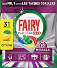 Tablettes Lave-Vaisselle Platinum Plus Tout en 1 Citron X31 - Fairy en promo chez Intermarché Super Aix-en-Provence à 2,37 €