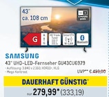 43“ UHD-LED-Fernseher GU43CU6979 Angebote von Samsung bei Metro Chemnitz für 333,19 €