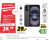 iPhone 16 (128GB) von APPLE für 29,00 € bei MEDIMAX im Angebot iPhone 16 (128GB) von APPLE im aktuellen MEDIMAX Prospekt