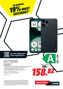 Handy im MediaMarkt Saturn Prospekt "BIS MONTAG: 19% MWST GESCHENKT" mit 21 Seiten (Ingolstadt)