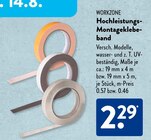 Hochleistungs-Montageklebeband im ALDI SÜD Prospekt Hochleistungs-Montageklebeband von Workzone im aktuellen ALDI SÜD Prospekt für 2,29 €