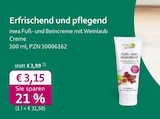 mea - meine apotheke - Fuß- und Beincreme mit Weinlaub Creme Angebot im Prospekt Fuß- und Beincreme mit Weinlaub Creme bei mea - meine apotheke im Prospekt "" für 3,15 €