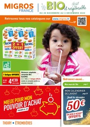 Catalogue Migros France à Ambilly, avec 24 pages Prospectus Migros France à Ambilly, "Bio et responsable", 24 pages, 29/11/2022 - 04/12/2022