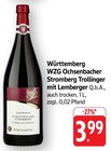 WZG Ochsenbacher Stromberg Trollinger mit Lemberger im Angebot bei E center in Bietigheim-Bissingen WZG Ochsenbacher Stromberg Trollinger mit Lemberger Angebote von Württemberg bei E center Bietigheim-Bissingen für 3,99 €