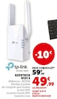 Répéteur WiFi 6 - tp-link - Hyper U à Le Grand-Quevilly Répéteur WiFi 6 - tp-link en promo chez Hyper U Le Grand-Quevilly à 49,99 €