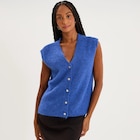 Gilet sans manches col V boutonné bleu roi femme à 11,19 € dans le catalogue La Halle