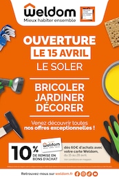 Prospectus Weldom à Claira, "OUVERTURE LE 15 AVRIL LE SOLER", 16 pages, 15/04/2026 - 28/04/2026