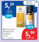 Vitamin D3 Tropfen von Nature Love für 5,29 € bei budni im Angebot Vitamin D3 Tropfen von Nature Love im aktuellen budni Prospekt