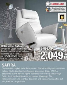 Relaxsessel Safira Angebot in Bad Nauheim im aktuellen Prospekt bei Opti-Wohnwelt in Bad Nauheim