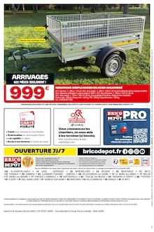 Promotion Remorque dans le prospectus Brico Dépôt, valable du 02/01/2026 au 29/01/2026 Promo Remorque dans le catalogue Brico Dépôt du moment à la page 20
