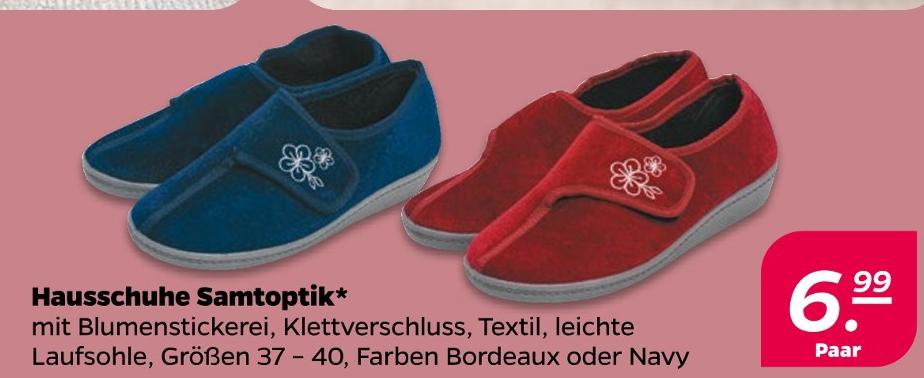 Hausschuhe Samtoptik Bordeaux
