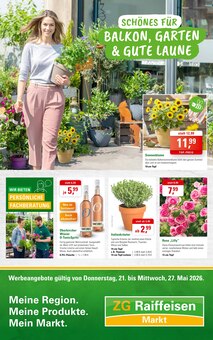 ZG Raiffeisen Prospekt der KW 21 "SCHÖNES FÜR BALKON, GARTEN & GUTE LAUNE" Aktueller ZG Raiffeisen Prospekt "SCHÖNES FÜR BALKON, GARTEN & GUTE LAUNE" Seite 1 von 8 Seiten