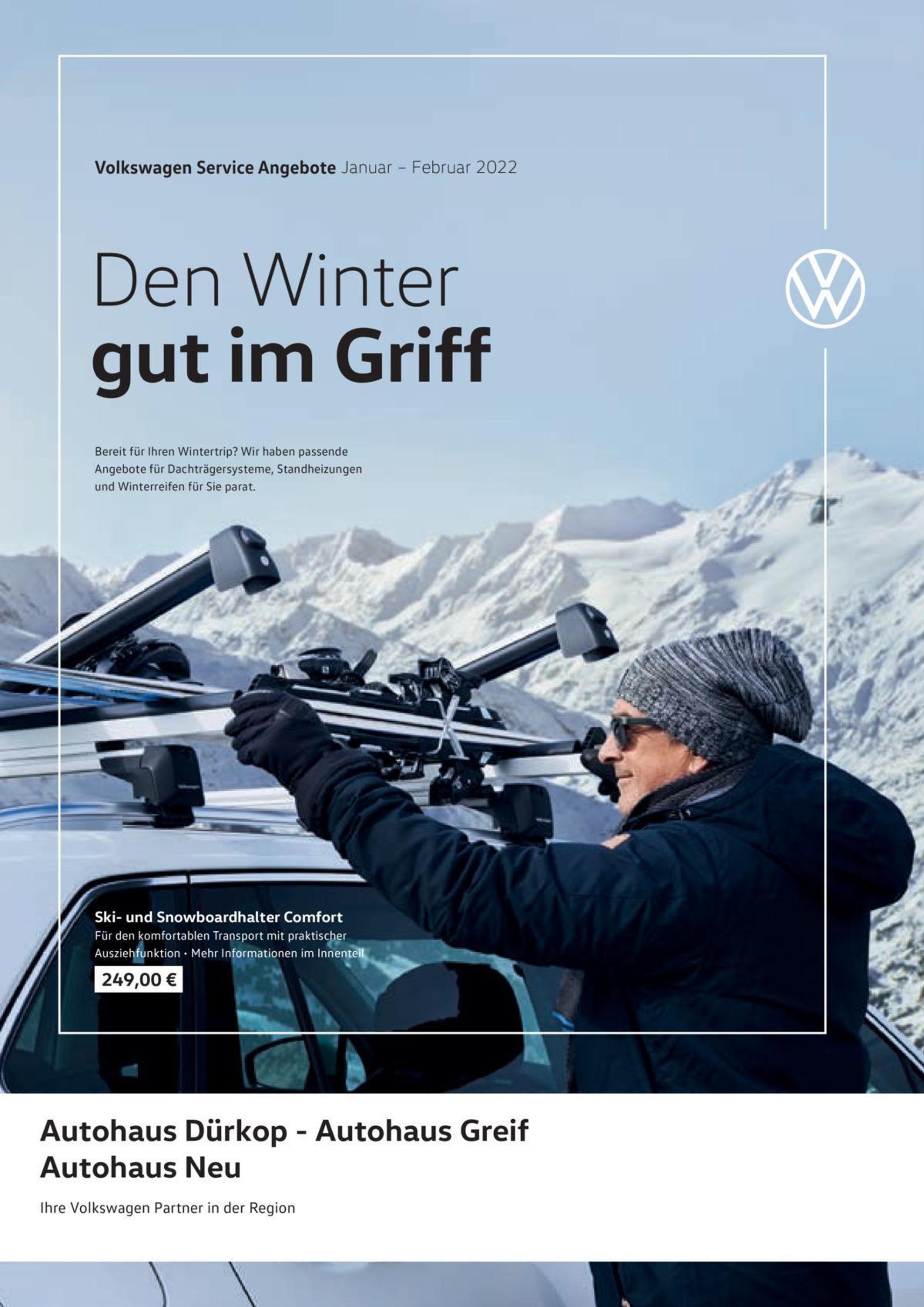 Volkswagen Prospekt für Steinhagen mit 1 Seite Volkswagen Prospekt für Steinhagen: "Den Winter gut im Griff", 1 Seite, 01.01.2022 - 28.02.2022