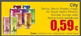 Secco, Secco Rosato, Hugo, Kir Royal, Bellini Pfirsich, Sunrise, Sunset oder Weinschorle weiß&rosé Angebote von City bei RAN Würzburg für 0,59 €