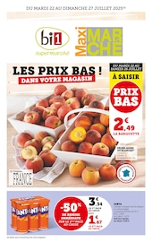 Catalogue Bi1 à Auxerre cette semaine, valable du 22/07/2025 au 27/07/2025 Prospectus Bi1 à Auxerre, "LES PRIX BAS ! DANS VOTRE MAGASIN", 2 pages de promos valables du 22/07/2025 au 27/07/2025