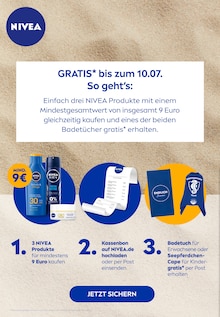 Aktueller NIVEA Prospekt NIVEA Prospekt "Badetuch oder Seepferdchen-Cape gratis erhalten" mit 3 Seiten