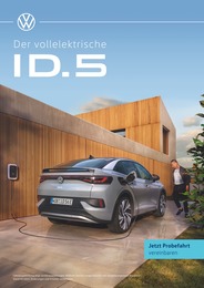 Volkswagen Prospekt für Mönchengladbach mit 2 Seiten Volkswagen Prospekt für Mönchengladbach: "Der vollelektrische ID.5", 2 Seiten, 14.05.2022 - 27.05.2022