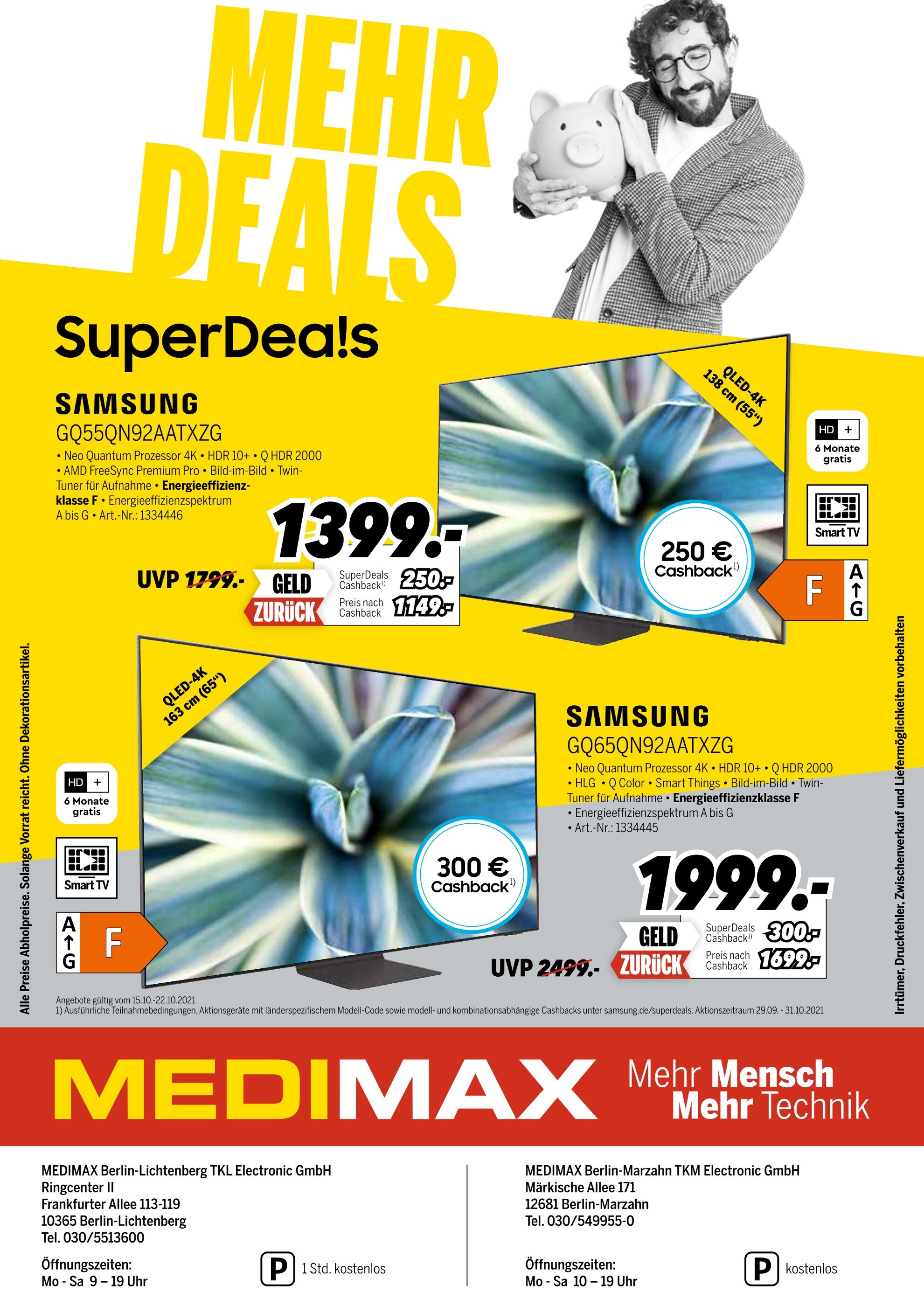 MEDIMAX Prospekt für Berlin mit 1 Seite MEDIMAX Prospekt für Berlin: "MEHR DEALS", 1 Seite, 15.10.2021 - 22.10.2021