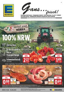 EDEKA Prospekt der Woche "Aktuelle Angebote" Seite 1, 11.08.2025 bis 16.08.2025 für Köln Aktueller EDEKA Prospekt "Aktuelle Angebote" Seite 1 von 24 Seiten für Köln