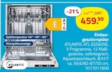 Einbaugeschirrspüler ATLANTIC ATL EGS605E von ATLANTIC im aktuellen ROLLER Prospekt