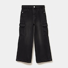 Jean large cargo poches à rabat coton denim noir fille - La Halle Jean large cargo poches à rabat coton denim noir fille à 19,99 € dans le catalogue La Halle
