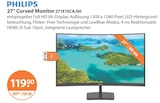 27" Curved Monitor 271E1SCA/00 im V-Markt Prospekt 27" Curved Monitor 271E1SCA/00 von Philips im aktuellen V-Markt Prospekt für 119,00 €