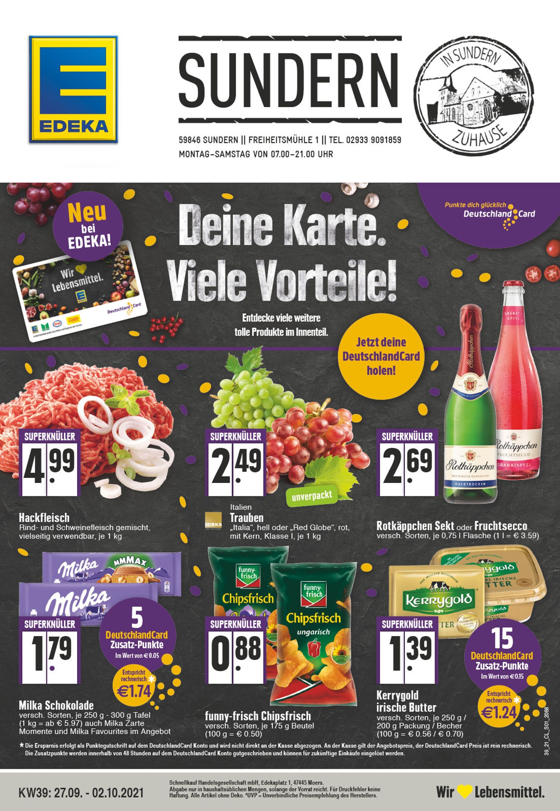 EDEKA Prospekt für Sundern mit 32 Seiten EDEKA Prospekt für Sundern: "Aktuelle Angebote", 32 Seiten, 27.09.2021 - 02.10.2021