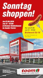 toom Baumarkt Prospekt für Osterholz-Scharmbeck: "Sonntag shoppen!", 1 Seite, 07.06.2026 - 07.06.2026