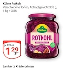 Rotkohl im Angebot bei GLOBUS in Illingen Rotkohl Angebote von Kühne bei GLOBUS Illingen für 1,29 €
