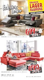 Ecksofa im Polstermöbel Fischer Prospekt "UNSERE GRÖSSTE LAGERRLAGERRÄUMUNG" auf Seite 3