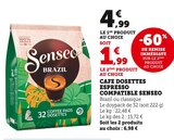 Café Dosettes Espresso Compatible - Senseo en promo chez Bi1 Besançon à 1,99 €