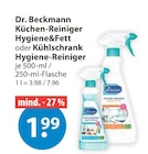Fett im V-Markt Prospekt Küchen-Reiniger Hygiene&Fett oder Kühlschrank Hygiene-Reiniger von Dr. Beckmann im aktuellen V-Markt Prospekt für 1,99 €