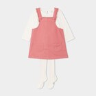 Ensemble 3 pièces avec robe salopette vieux rose bébé fille dans le catalogue La Halle
