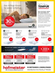 Kissen im hofmeister Prospekt "GROSSER TEMPUR® SONDERVERKAUF" mit 8 Seiten (Pforzheim)