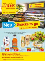 Netto Marken-Discount Prospekt "NEU - Snacks to go - Für den schnellen Hunger!", 2 Seiten, für Ludwigsfelde, 17.02.2020 - 22.02.2020 Netto Marken-Discount Prospekt "NEU - Snacks to go - Für den schnellen Hunger!", 2 Seiten, für Ludwigsfelde, 17.02.2020 - 22.02.2020