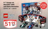 F1 Garage mit Mercedes-AMG und Alpine Rennautos Angebote von LEGO bei GLOBUS Erfurt für 51,99 €