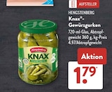 Knax-Gewürzgurken im Angebot bei ALDI SÜD in Reutlingen Knax-Gewürzgurken Angebote von Hengstenberg bei ALDI SÜD Reutlingen für 1,79 €