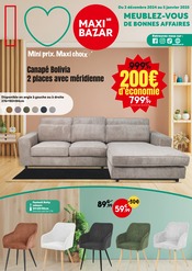 Prospectus Bazar & Déstockage Maxi Bazar en cours à Bry-sur-Marne et alentours, "Meublez-vous de bonnes affaires", 8 pages, 02/12/2024 - 05/01/2025 Catalogue Bazar & Déstockage Maxi Bazar en cours à Bry-sur-Marne et alentours, "Meublez-vous de bonnes affaires", 8 pages, 02/12/2024 - 05/01/2025