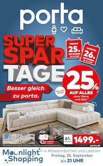 porta Möbel Prospekt SUPER-SPAR-TAGE mit 4 Seiten