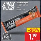 Proteinriegel im Angebot bei Netto Marken-Discount in Chemnitz Proteinriegel Angebote von MAX BALANCE bei Netto Marken-Discount Chemnitz für 1,19 €