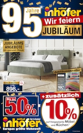 Schlafzimmer im Möbel Inhofer Prospekt in Ulm Aktueller Möbel Inhofer Prospekt mit Schlafzimmer, "95 JAHRE JUBILÄUM", Seite 1